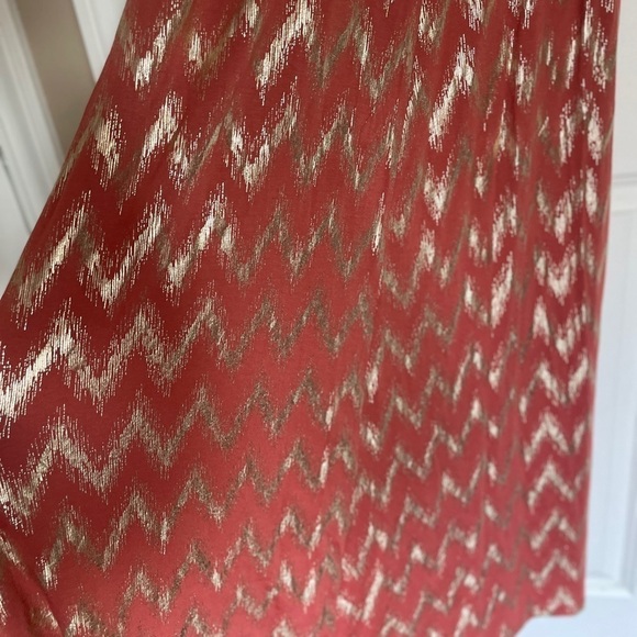 SOFT SURROUNDINGS Women's Salmon Cottagecore Boho Metallic Chevron Dress S - Picture 10 of 11